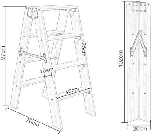 Escabeau Pliant Bois Massif, Tabouret d'Échelle Ménage Multiusage - 4