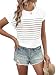 Loaribe Womens Short Dolman Sleeve Crew Neck Shirt Summer Tops Beach Vacation Clothes Fashion Striped Casual Outfits Trendy Spring Break Essentials T Shirts 2026 Basic Loose Fit Clothing, White, M