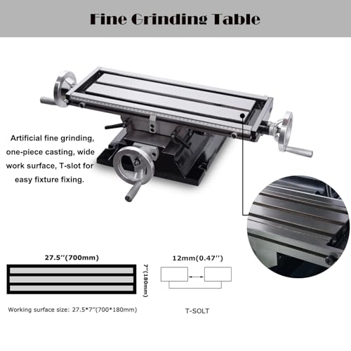 HayWHNKN Mini Milling Drilling Machine R8 Benchtop Mill Drill Machine 7.1x27.5'' Mirco-Feed Mill Drill 1300W 20-2250rpm Variable Speed Mini Milling Machine for Wood Metal RCOG-28V 110V - Thumbnail 3