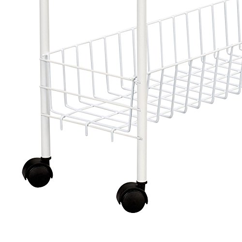 Household Essentials 05121 Slim Line 3-Tier Metal Storage Cart | Laundry Room Rolling Organizer | White by Household Essentials - Image 5