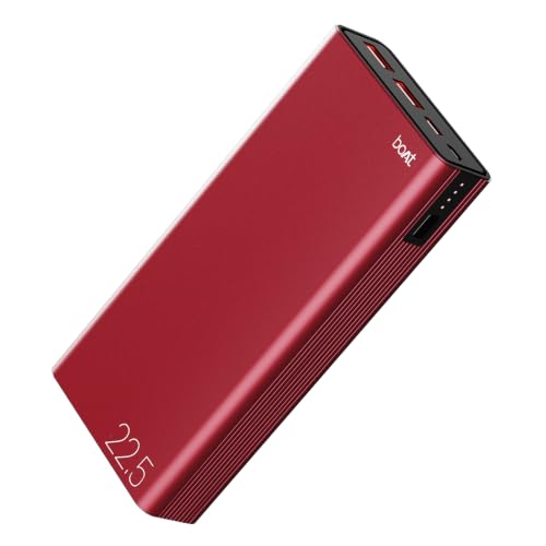 boAt (2026 Launch) Energyshroom PB401 20000 mAh 22.5W Fast Charging Power Bank (4X Output Ports, Supports Android, iPhone, Tablets, Earbuds, etc.), USB Type C (Garnet Red)