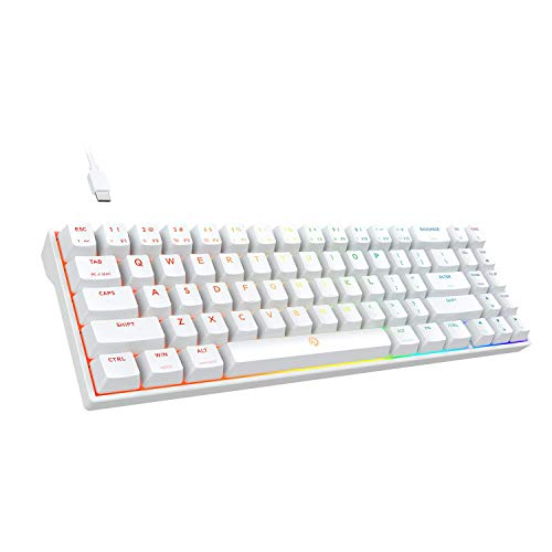 DREVO Calibur V2 Cherry MX Blue 60% Teclado mecánico para juegos, teclado con cable retroiluminado RGB para PC/Mac, 72 teclas pequeño compacto DE Layout Blanco