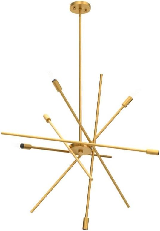 VILUXY Contemporary Chandelier Lighting Fixture 6-Light Antique Brass Brush Paint Finish Mid-Century Pendant Lighting for Dining Room Bedroom Kitchen Living Room