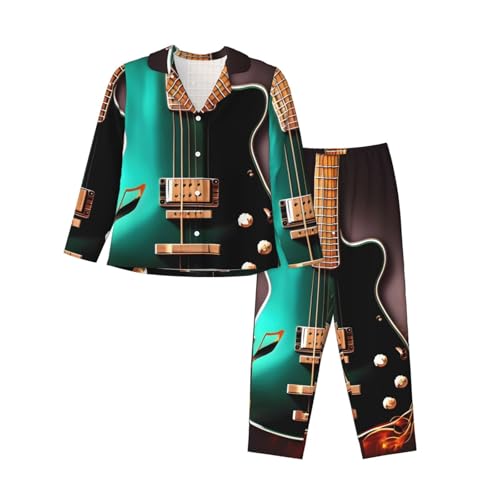 Pyjama guitare vert femme ensemble de nuit fluide qui résout l'inconfort nocturne