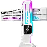 GSCOLER ARGB GPU Support Bracket with CPU & GPU Temp/Usage Display, Adjustable Height Anti Sag GPU Stand with Magnet & Non-Slip Base, Universal Graphics Card Support, RGB GPU Brace / Video Card Holder