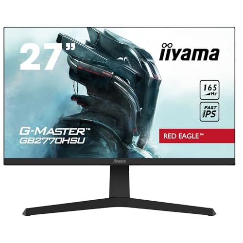iiyama G-MASTER Red Eagle GB2770HSU-B1 68,6 cm (27") Fast IPS LED Gaming Monitor Full-HD (HDMI, DisplayPort, USB2.0) 0,8ms MPRT Reaktionszeit, 165Hz, FreeSync Premium, Höhenverstellung, Pivot, schwarz