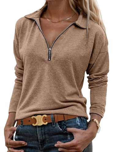 Halife Women's Long Sleeve Tops Fall 2025 Fashion Collared V