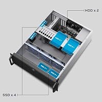UNYKAch 4U UK4340 Rack-Gehäuse mit Einer Tiefe von 600 mm, ATX, professionelles Servergehäuse, 3 x 120 mm Zentrallüfter, PWM-Steuerung, 6 Einschübe (2 x 3,5 Zoll + 4 x SSD x 2,5 Zoll) USB 3.0 und 1 x – Ansicht 9