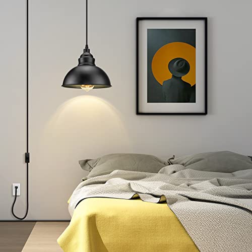 Soodmi Plug In Pendant Light, 15Ft Hanging Lights With Plug In Cord, On/Off Switch, Industrial Pendant Light With Plug In Cord, Metal Hanging Lamps For Living Room, Kitchen, Dining Room, Bedroom #TOP5