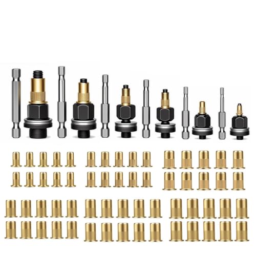 Carbon Steel Rivet Nut Tool Kit Mandrel Head Set M3-M10 Hardware Rivets Nut