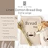 New Living Organic Linen Bread Bag Extra Large | 1 x Reusable Bread Bags | Food Storage Bag | Bread Storage Bags | 44x35 cm | Eco Bread Bag