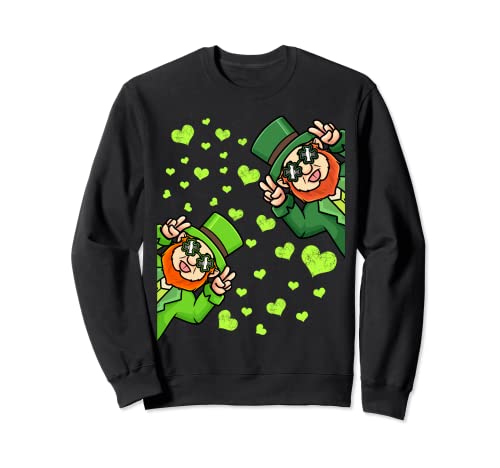 Leprechaun Hearts St Patricks Day Kinder Irish Women Girls Sweatshirt