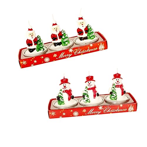 Cabilock Festival Candle Decor Christmas Candle Set Santa Tree Snowman Dinner Supplies