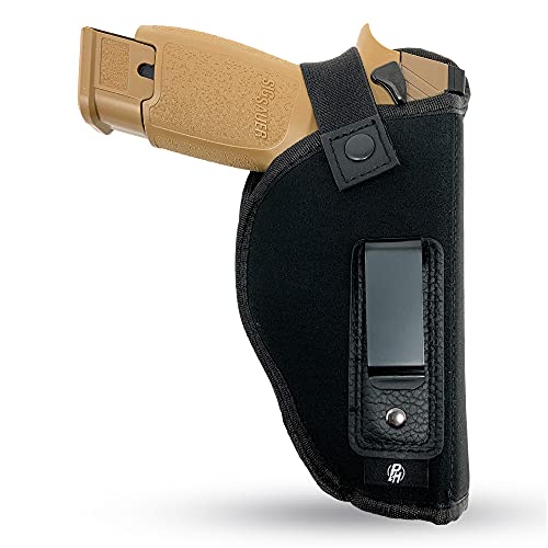 IWB Gun Holster by PH - Concealed Carry Soft Material | Soft Interior | Fits Glock 17 19 23 25 32 38 | Sig Sauer P320 | Springfield XDS 4" | Springfield XDE and Similar (Right)