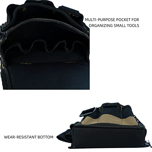 Electrician Pouch - Basic Pro Maintenance Tool Pouches With 6 Pockets And Loop,Adjustable Belt,Electrical Tape Thong Khaki #TOP4