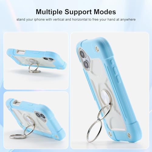 Image of MARKILL Compatible with iPhone Case with Ring Stand, Military Grade Drop Protection Full Body Rugged Heavy Duty Protective Durable Cover iPhone. (Ice Blue, iPhone 16 6.1 inch)