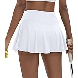 Ltmnszo Women'S High Waisted Pleated Tennis Skirts With Pockets Inner Shorts Lightweight Athletic Golf Skorts For Women White, M