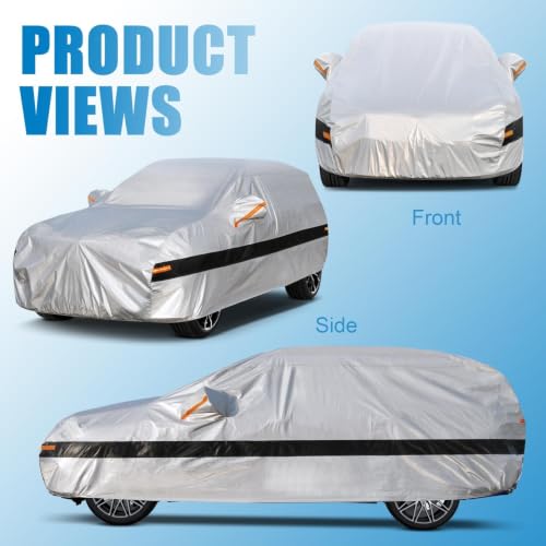 Image of 10 Layers SUV Car Cover Waterproof All Weather for Automobiles,100% Waterproof Outdoor Car Covers Rain Snow UV Protection. Custom Fit for Hyundai Kona,Kia Soul,Audi Q2,Chrysler PT Cruiser,etc