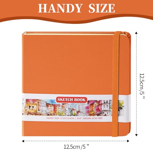 Image of 5x5 Pocket Sketch Book,80gsm Hardcover Art Sketchbook for Drawing Journal