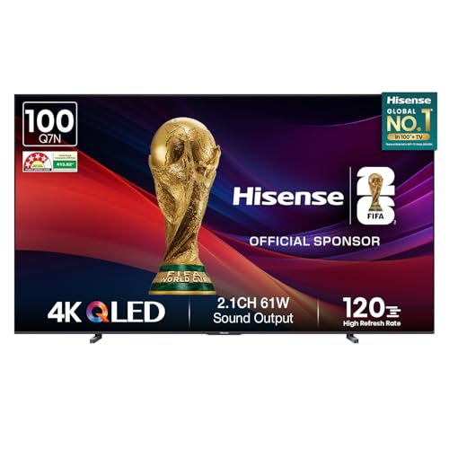 Hisense 254 cm (100 inches) Q7N Series 4K Ultra HD Smart QLED TV 100Q7N (Dark Grey)