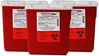 Oakridge 2.2 Quart Sharps Container (3 Pack) with Rotating Safety lid, Great