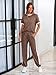MASCOMODA Two Piece Sets for Women Summer 2026 Loungewear Jogger Set Spring Short Sleeve Tops Long Pants Casual Tracksuit Set(Khaki,Medium)