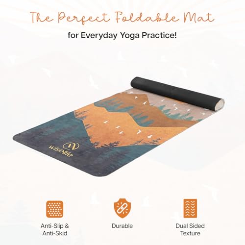 Image of Wiselife MicroFiber & Natural Rubber Foldable Yoga Mat + Carry Bag | Extra Thick Extra Long Extra Wide Exercise floor Mat For Gym, Workout, Fitness | Natural Rubber Yoga Mat (1MM,Arbian Morning)