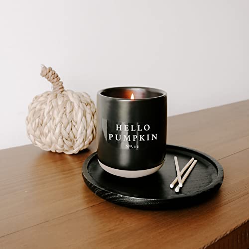 Sweet Water Decor Hello Pumpkin Soy Candle | Pumpkin, Warm Spices, Vanilla, And Whipped Cream Fall Scented Candles For Home | 12Oz Black Stoneware Jar, 60+ Hour Burn Time, Made In The Usa #TOP4