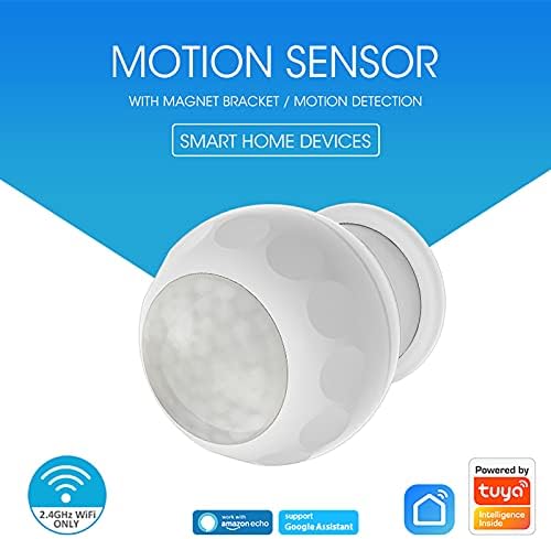 WiFi Smart PIR Motion Sensor HW-16 With magnet bracket, Mini PIR Sensor Infrared Detector, Works with TUYA Smart Life App, Alexa, Google Assistant