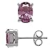 Silvershake 7X5mm Oval Shape Simulated Color Change Alexandrite White Gold Plated 925 Sterling Silver Stud Earrings