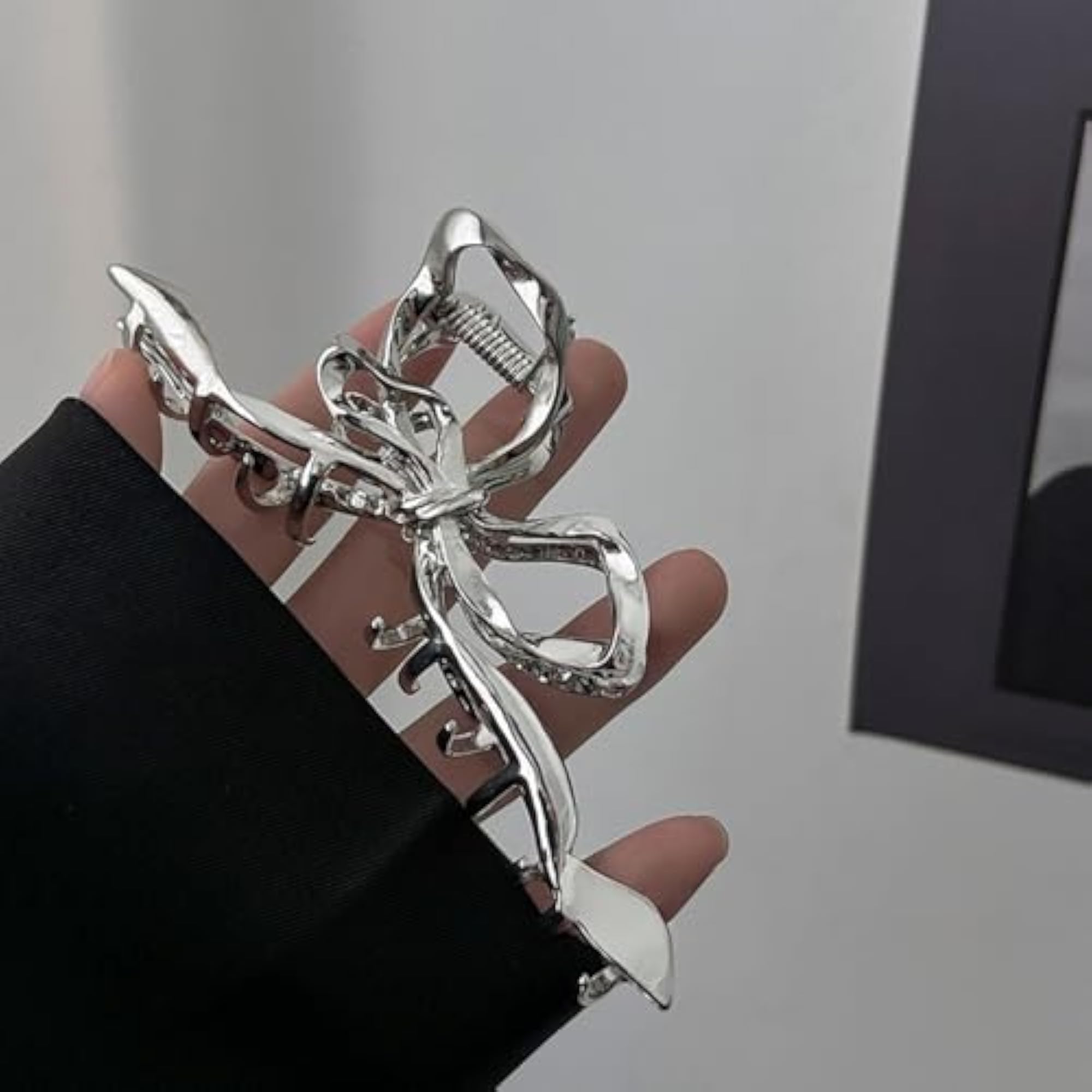 Women's Silver Metal Bow Hair Clip, Elegant Accessory
