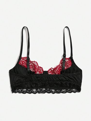 SOLY HUX Bras for Women Contrast Lace Skull Print Underwire Bra Everyday Bralette2