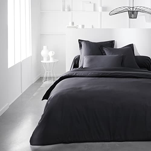 TODAY Cotton Duvet Cover 240 x 260 cm for 2 People, Black, Jumeau