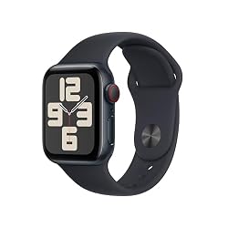 Apple Watch SE (第二世代, 2023) [GPS + Cellular (40mm)ケース用] 40mmミッドナイトアルミニウムケースとミッドナイトスポーツバンド - M/L フィットネストラッカーと睡眠トラッカー 衝突事故検出 心拍数のモニタリング Retinaディスプレイ 耐水性能