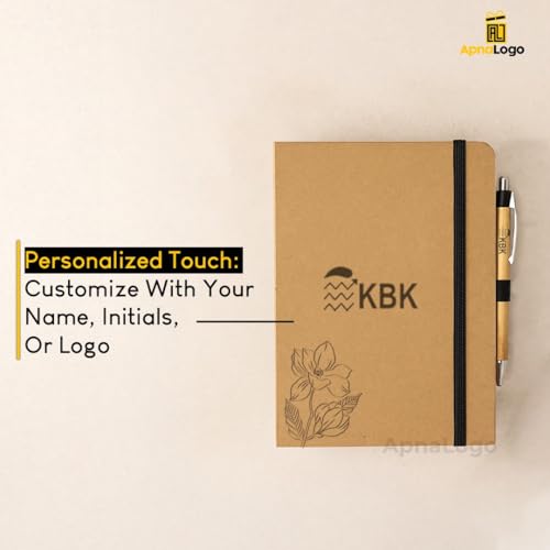 Image of Customised Diary and Pen Set with Premium Gift Box | Kraft Cover Diary and Pen | Corporate Gifts for Employees,Staff,Clients | Personalised Eco-Friendly Gift for Men, Women