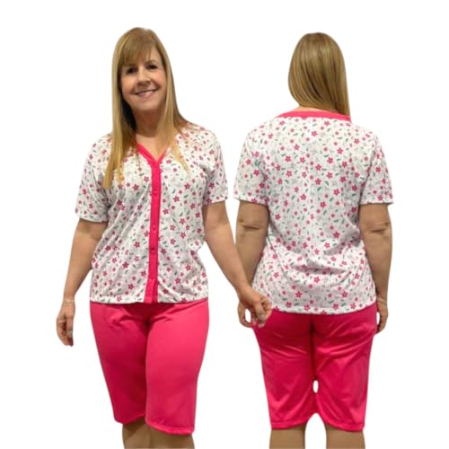 Pescador Aberto Botão Manga Curta Pijama Amamentação Cirurgia Conjunto Feminino