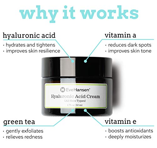 Eve-Hansen-Hyaluronic-Acid-Cream-for-Face-Natural-Face-Moisturizer-Neck-Cream-Anti-Wrinkle-Cream-Anti-Aging-Face-Cream-for-Women-Mens-Moisturizer-for-Face-w-Organic-Botanical-Extracts-175oz Eve Hansen Hyaluronic Acid Cream for Face | Natural Face Moisturizer, Neck Cream, Anti-Wrinkle Cream | Anti Aging Face Cream for Women, Mens Moisturizer for Face w/Organic Botanical Extracts 1.75oz