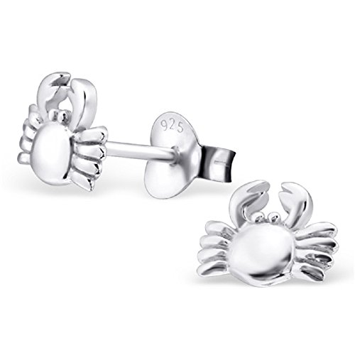 925 Sterling Silver Small Tiny Crab Stud Earrings 22314