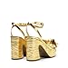 DREAM PAIRS Women's Chunky Platform Heels Sandals Pleated Bow Knot Ankle Buckle Strap Heeled Sandals Open Toe Comfortable Wedding Party Dress Shoes,Size 10,GOLD,SDHS2415W