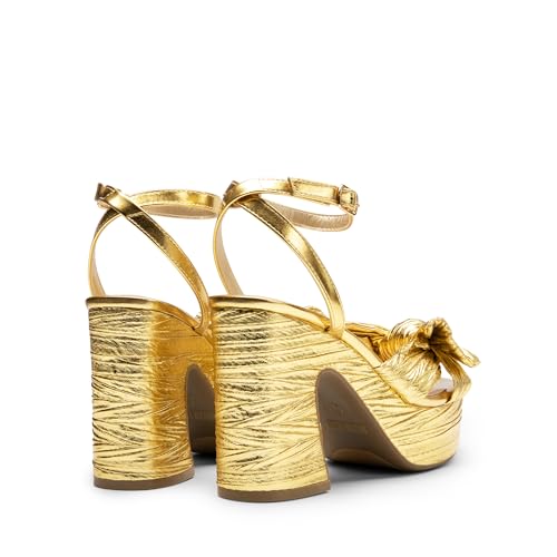 DREAM PAIRS Women's Chunky Platform Heels Sandals Pleated Bow Knot Ankle Buckle Strap Heeled Sandals Open Toe Comfortable Wedding Party Dress Shoes4