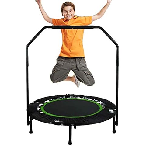 Eloklem Trampoline, Mini Foldable Trampoline Jumping Fitness for Children and Adults, Adjustable Handle, Indoor/Outdoor Trampoline, Maximum Weight: 100 KG or 135KG (Ø 102cm, Viridity) Cover