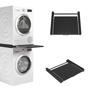 Wasophoogte® Tussenstuk Wasmachine Droger - Stapelkit voor Wasmachine en Droger - Universeel Tussenkader, Geschikt voor Elke Combinatie van Apparaten - Kleur: Zwart, Duurzaam en Ruimtebesparend