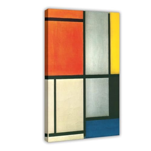 Tableau Piet Mondrian orange rouge et bleu en impression toile