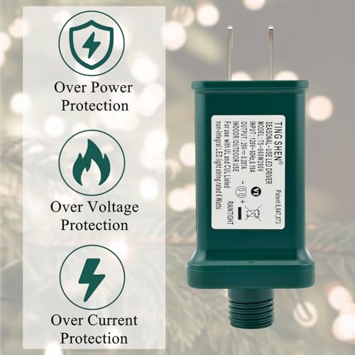 Image of Power Supply TS-60W290V Class 2 Transformer 29V 0.207A 6W Raintight IP44 US Plug Connector 1 /2in 12mm Adapter Replacement for TS-LU6W LED String Light Holiday Lighting Christmas X-Mas Tree