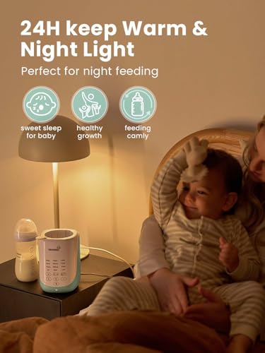 Image of Grownsy Auto-Lift Nutri Bottle Warmer for Breastmilk & Formula, Green