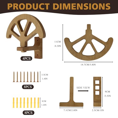 Betinyar Cowboyhutständer, verstellbar, aus Holz, Wanddekoration, Kappenhalter für Schrank, Schlafzimmer, Wohnzimmer, 4 Stück