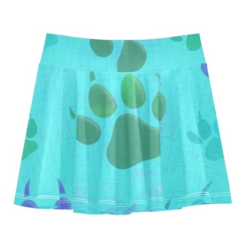 Fun Cute Girls' Shorts Athletic Skorts Tennis Skirts for Kids Flowy Skirt Cute Animal Paw Prints Blue 4t2