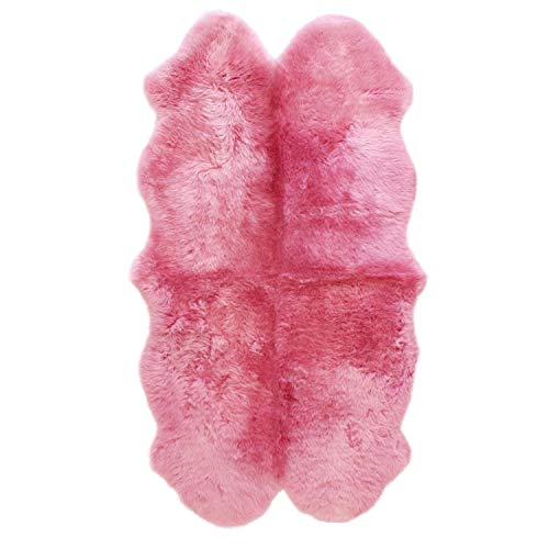 ムートンラグ 天然 オーストラリア産 長毛 4匹物 ラグ ピンク 100×180cm 洗える 日本製 NF004PK