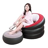 ZLZDZ Aufblasbares Stuhl-Sofa mit Ottomane, Sitzcouch, tragbare Schlaf-Gaming-Liege Indoor Outdoor Camping Garten beflockter Stoff (Farbe : with Footstool)
