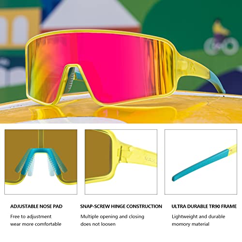 Maxjuli Youth Kids Polarized Sunglasses For Boys And Girls,Windproof Outdoor Baseball Sports Cycling Uv400 Protection Sun Glasses 7705(Yellow/Rose Pink) #TOP4